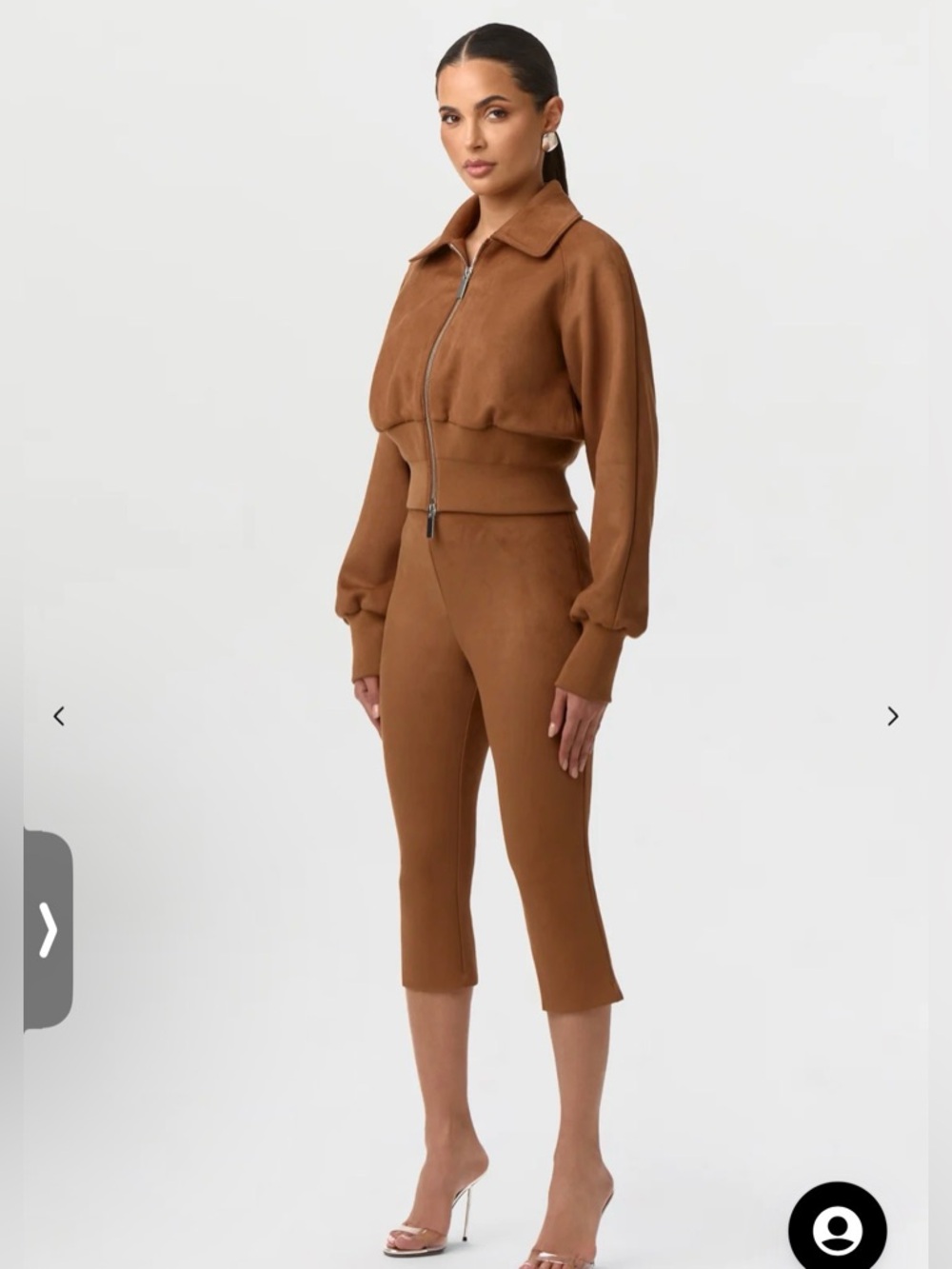 Women's Brown suede capri pants